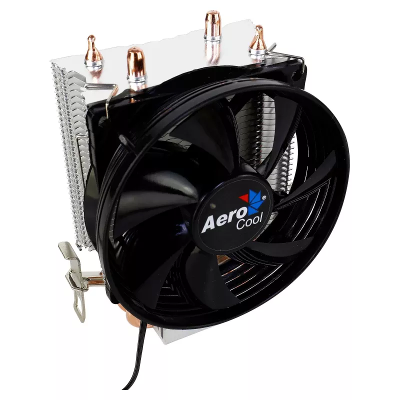 Disipador CPU AEROCOOL VERKHO2 con ventilador de 90 mm, rodamiento hidráulico, 800–2000 RPM, 110 W TDP, compatibilidad multisocket