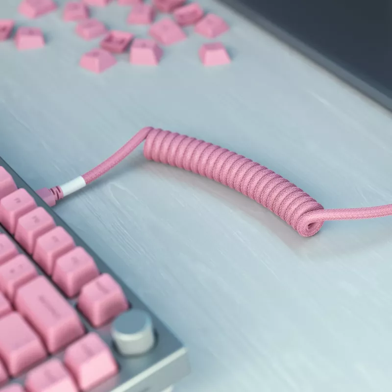 Cable espiral USB GLORIOUS GMMK Pixel Pink 1,5 m – cable espiral desmontable para teclados