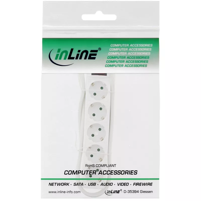 Regleta de enchufes InLine, 5 tomas schuko CEE 7/3, blanca, 1,5 m