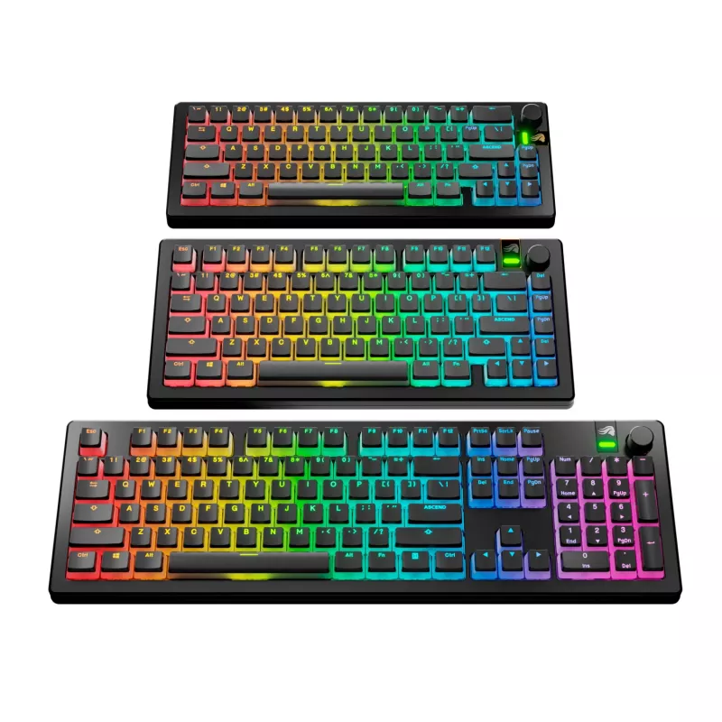 Glorious GPBT Aura V3 juego de keycaps, disposición ANSI (US), PBT, Doubleshot, negro