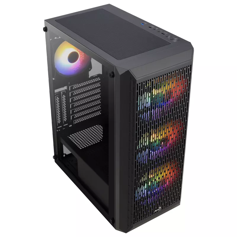 Caja gaming ATX Aerocool BEAMBKV2 4 ventiladores 12cm FRGB Negra