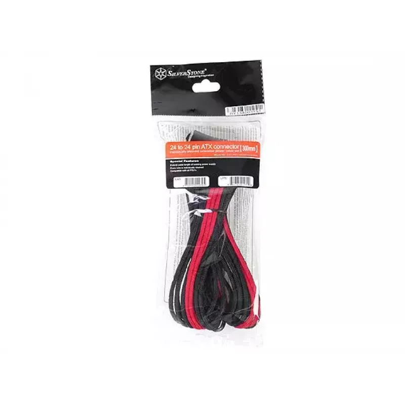 SilverStone SST-PP07-MBBR cable alargador ATX de 24 pines, 0,3 m, negro/rojo