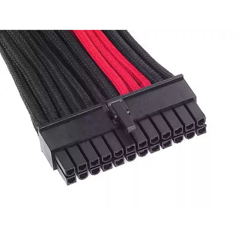 SilverStone SST-PP07-MBBR cable alargador ATX de 24 pines, 0,3 m, negro/rojo