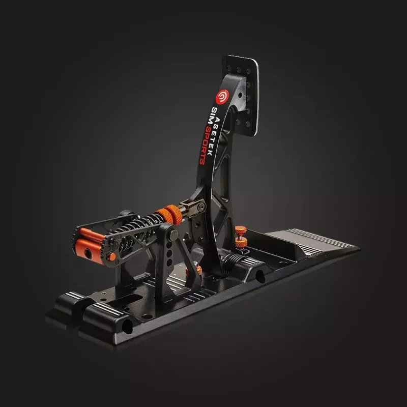 Pedales gaming Asetek 40-010-0000002 — Pedales para PC con cable, carcasa de aluminio/bronce, negro/naranja/blanco