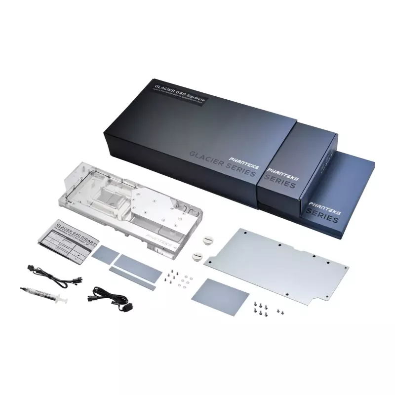 Bloque de agua + backplate Phanteks Glacier G40 acrílico cobre gris transparente