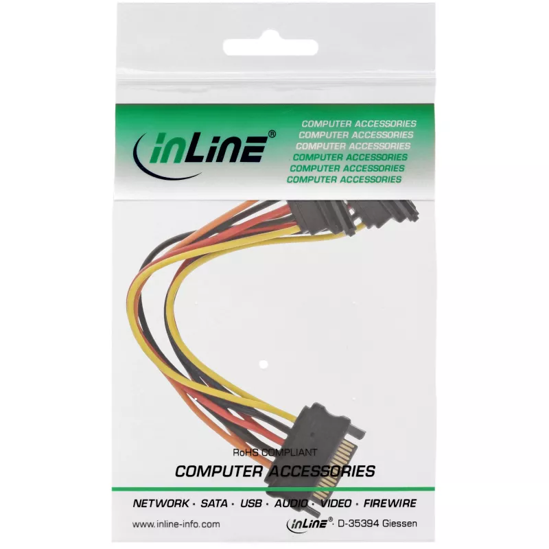 InLine Cable de alimentación SATA en Y conector hembra SATA / 2x conector macho SATA con bloqueo 0,15 m