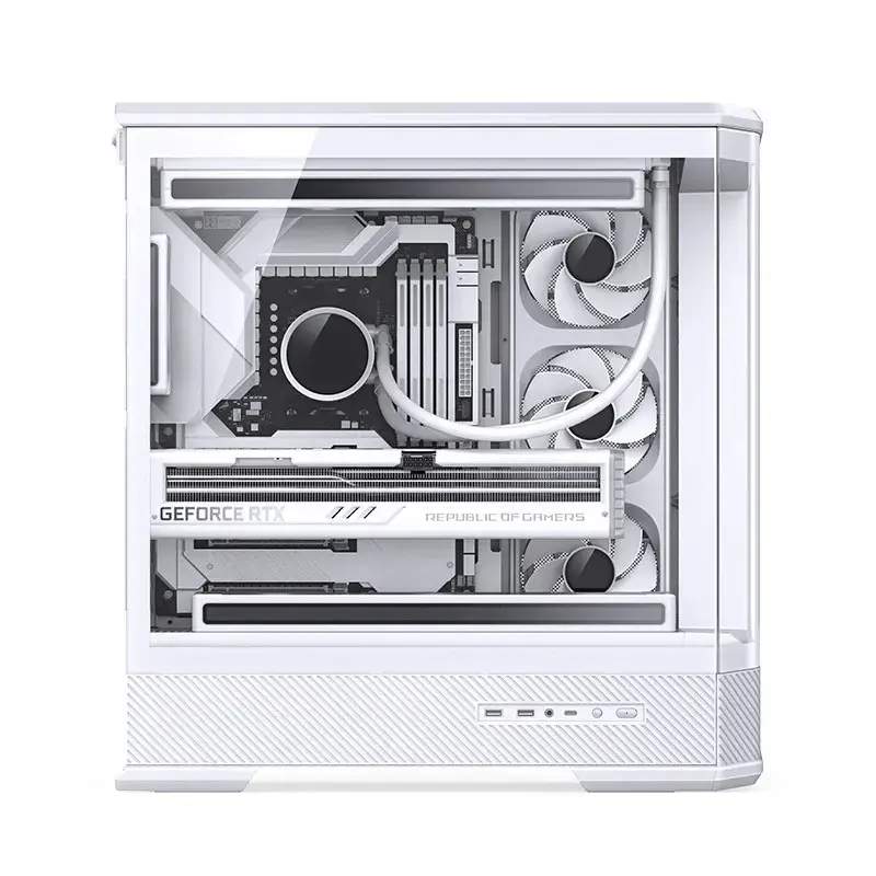 Caja de ordenador Jonsbo D400 Torre Midi ATX Cristal Templado – Blanco