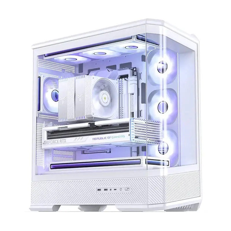 Caja de ordenador Jonsbo D400 Torre Midi ATX Cristal Templado – Blanco