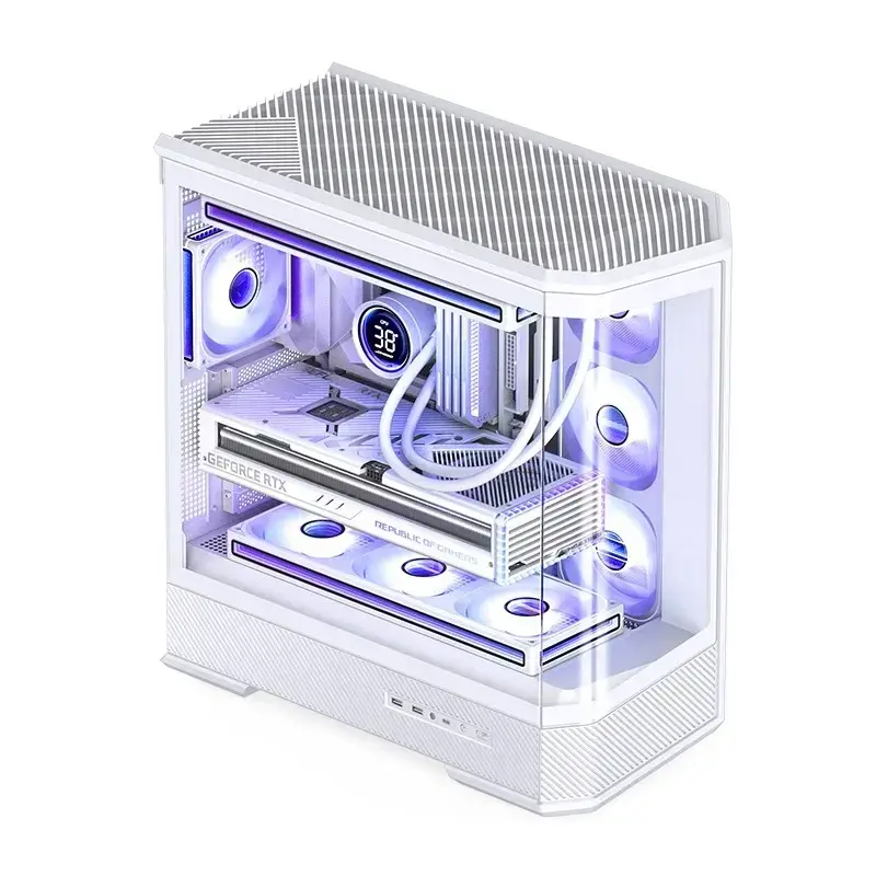 Caja de ordenador Jonsbo D400 Torre Midi ATX Cristal Templado – Blanco