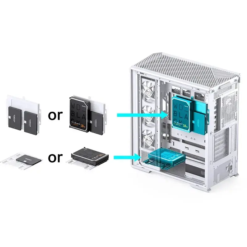 Caja de ordenador Jonsbo D400 Torre Midi ATX Cristal Templado – Blanco