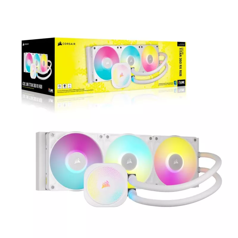 Disipador CPU CORSAIR - Icue Link Titan 360 Rx RGB Refrigeración líquida AIO - Blanco