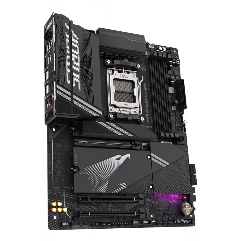 Placa base GIGABYTE X870 AORUS ELITE WIFI7 - Compatible con CPUs AMD Ryzen 9000, VRM 16+2+2 fases, hasta 8000MHz DDR5 (OC), 3xPCIe 5.0 + 1xPCIe 4.0, Wi-Fi 7, 2.5GbE LAN, USB 4