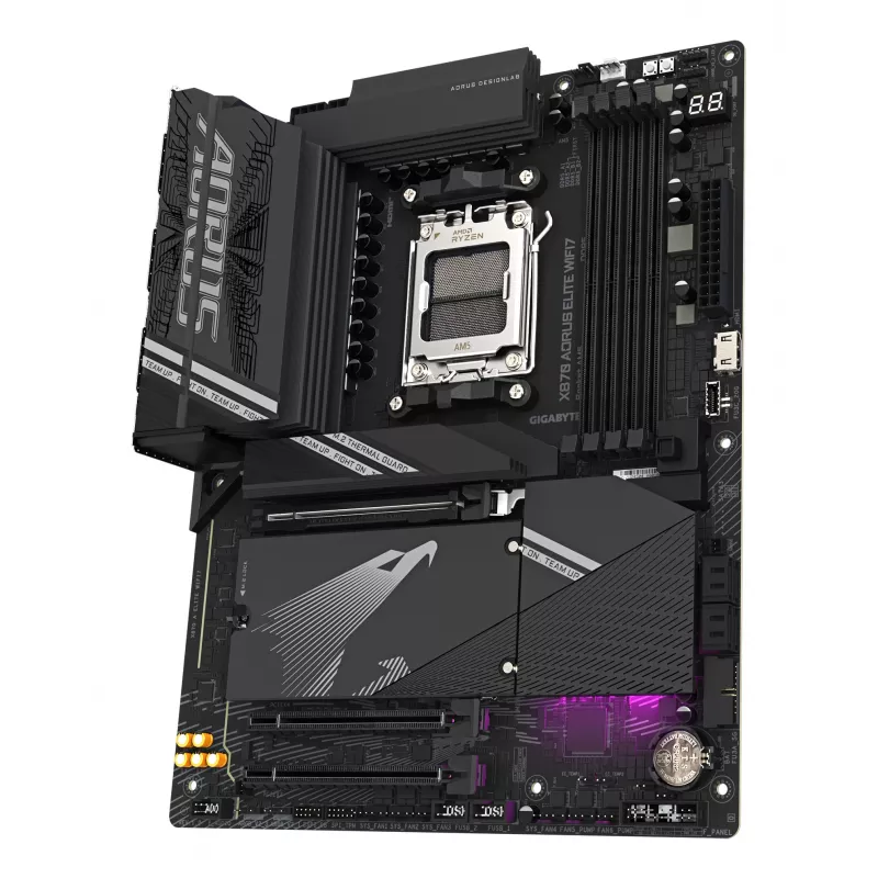 Placa base GIGABYTE X870 AORUS ELITE WIFI7 - Compatible con CPUs AMD Ryzen 9000, VRM 16+2+2 fases, hasta 8000MHz DDR5 (OC), 3xPCIe 5.0 + 1xPCIe 4.0, Wi-Fi 7, 2.5GbE LAN, USB 4