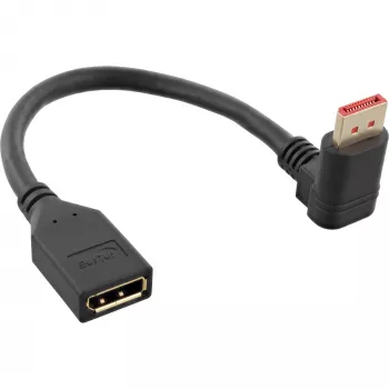 Cable adaptador DisplayPort 1.4 InLine M/H, 8K4K, acodado hacia abajo, negro/dorado