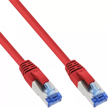 InLine Cable de red S/FTP PiMF Cat.6A libre de halógenos 500 MHz rojo 0,5 m