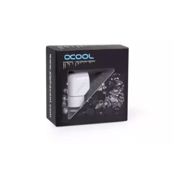 Set de montaje Alphacool Eiszapfen Conector en L giratorio G1/4 rosca macho a G1/4 rosca hembra blanco