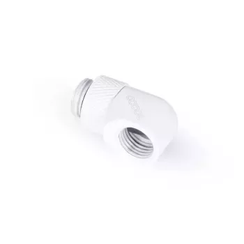 Set de montaje Alphacool Eiszapfen Conector en L giratorio G1/4 rosca macho a G1/4 rosca hembra blanco