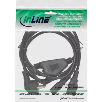InLine Cable de alimentación en Y 1x CEE 7/7 en ángulo / 2x conector IEC C13 de 3 polos, 1,8 m