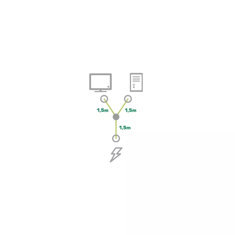 InLine Cable de alimentación en Y 1x CEE 7/7 en ángulo / 2x conector IEC C13 de 3 polos, 1,8 m
