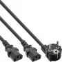 InLine Cable de alimentación en Y 1x CEE 7/7 en ángulo / 2x conector IEC C13 de 3 polos, 1,8 m
