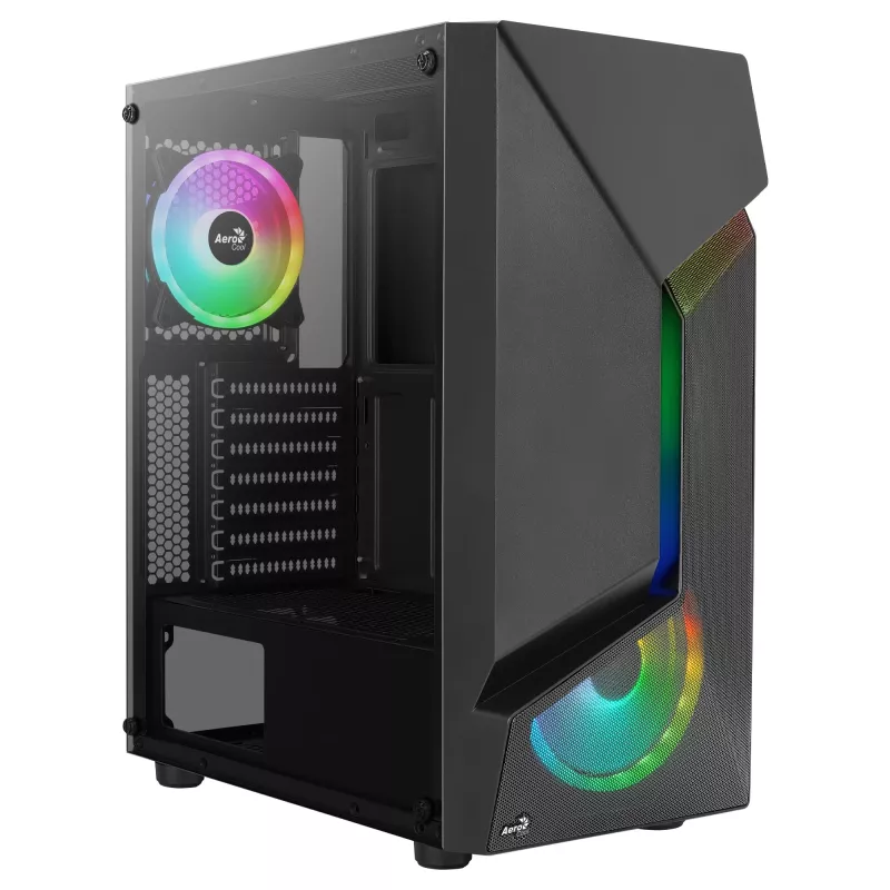 Caja gaming ATX Aerocool SCAPEBKV3 frontal RGB LED cristal templado 3x ventiladores ARGB negro