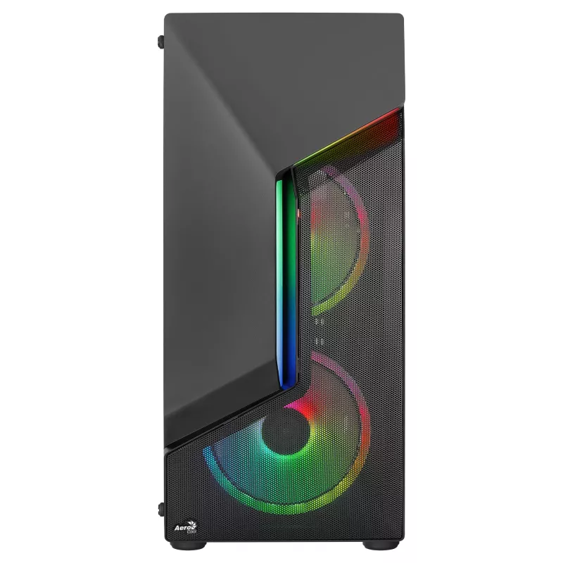 Caja gaming ATX Aerocool SCAPEBKV3 frontal RGB LED cristal templado 3x ventiladores ARGB negro