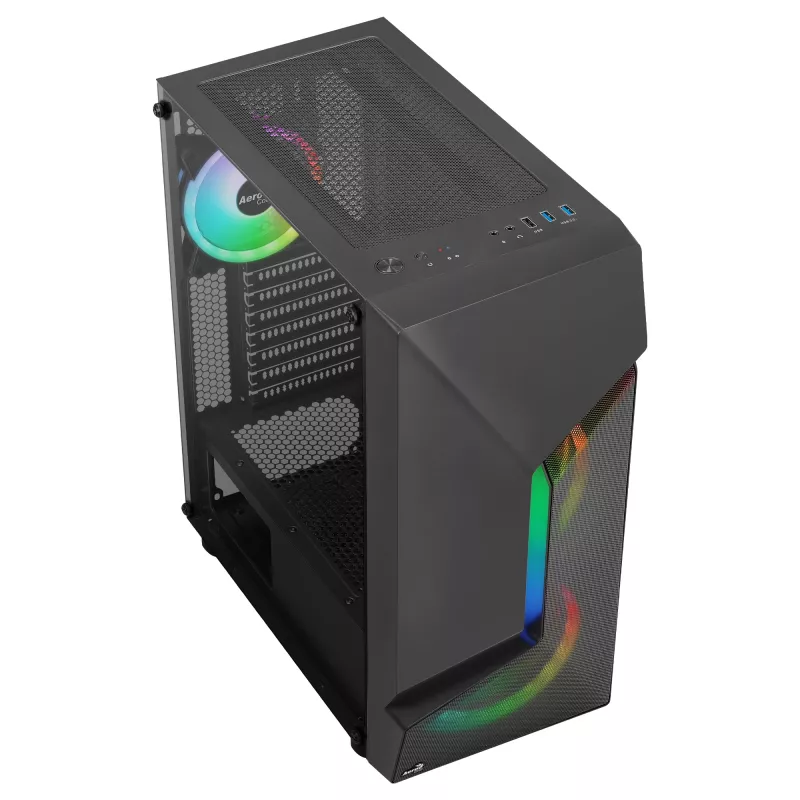 Caja gaming ATX Aerocool SCAPEBKV3 frontal RGB LED cristal templado 3x ventiladores ARGB negro