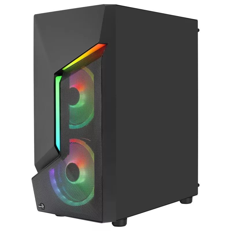 Caja gaming ATX Aerocool SCAPEBKV3 frontal RGB LED cristal templado 3x ventiladores ARGB negro