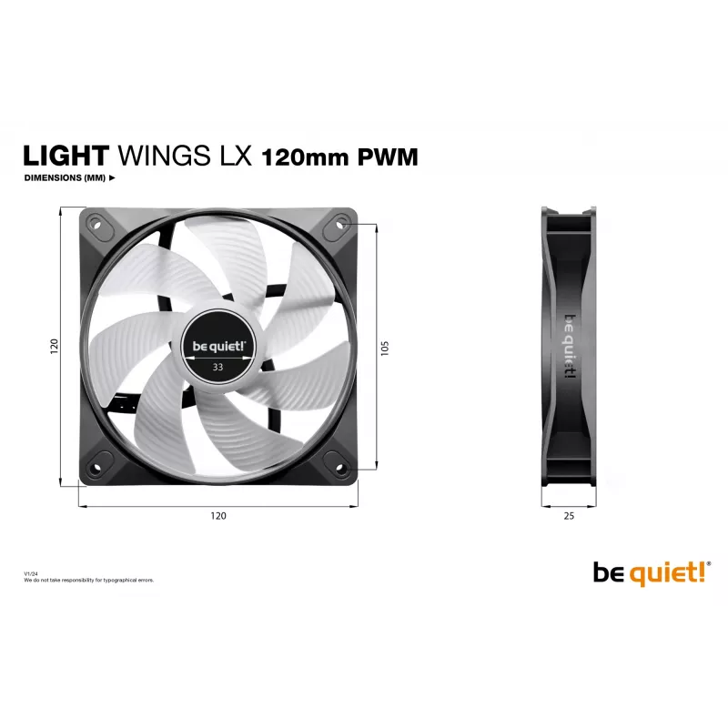Ventilador para caja de PC be quiet! LIGHT WINGS LX 120mm PWM 12 cm negro 1 ud.
