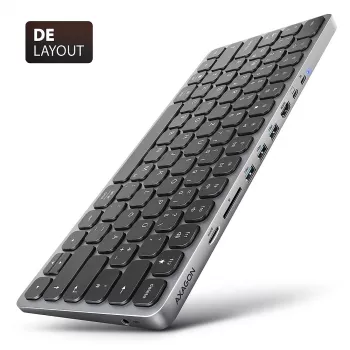 Axagon HMC-KB-GE, hub USB 5Gbps con teclado, HDMI 4K/60Hz, 3x USB-A, SD/mSD, audio, PD 100, distribución alemana