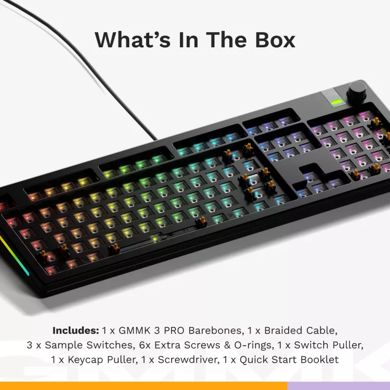 Teclado barebones Glorious PC Gaming Race GMMK 3 PRO Full-Size USB RGB LED