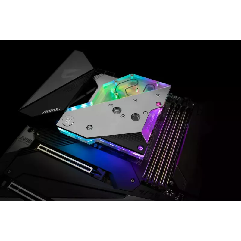 Bloque de agua EK Water Blocks acrílico aluminio latón cobre plateado transparente