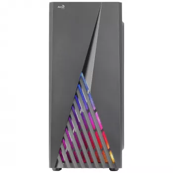 Caja de PC Aerocool DELTABKV1 ATX frontal RGB, ventana lateral completa, ventilador de 12cm, negra