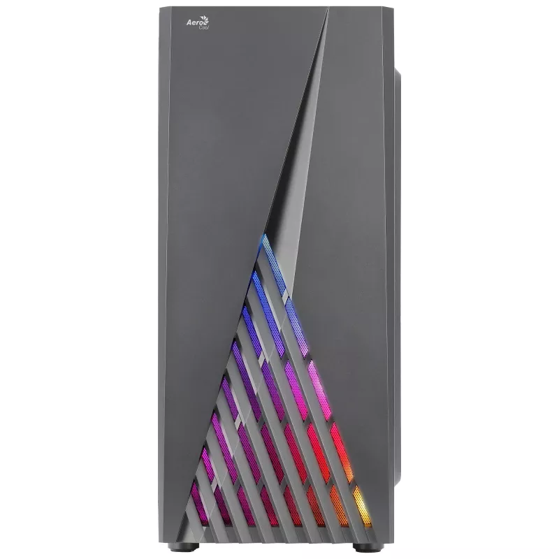Caja de PC Aerocool DELTABKV1 ATX frontal RGB, ventana lateral completa, ventilador de 12cm, negra