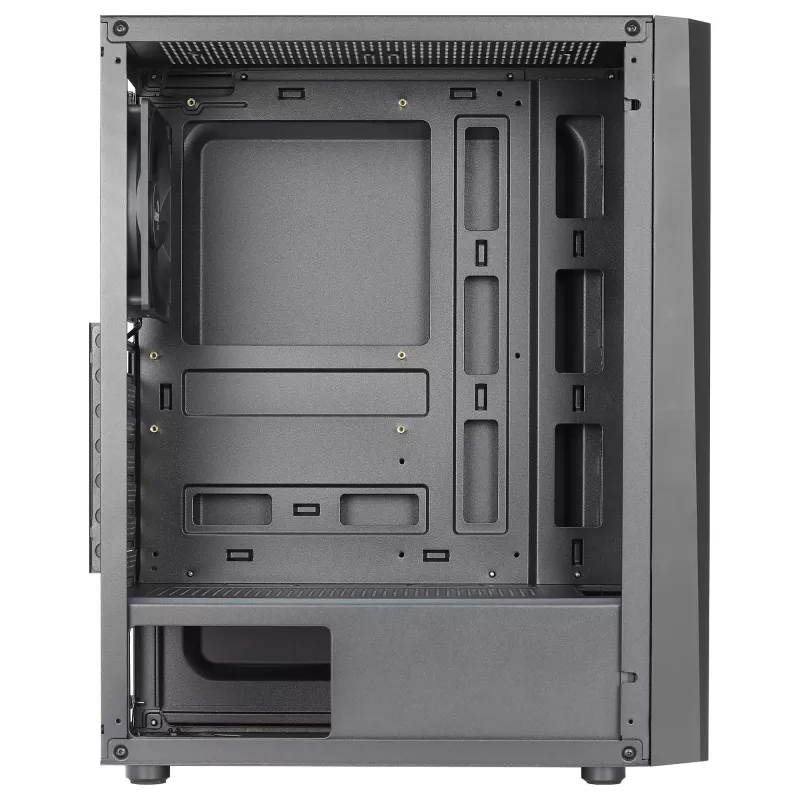 Caja de PC Aerocool DELTABKV1 ATX frontal RGB, ventana lateral completa, ventilador de 12cm, negra