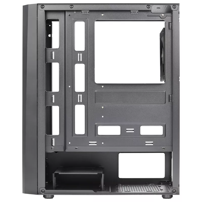 Caja de PC Aerocool DELTABKV1 ATX frontal RGB, ventana lateral completa, ventilador de 12cm, negra