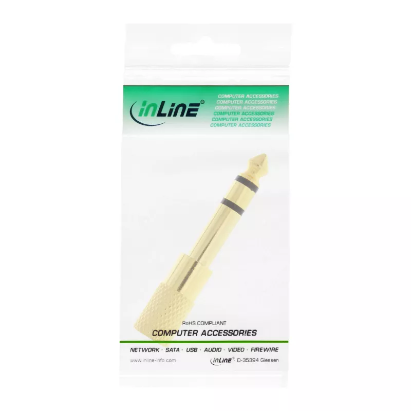 Adaptador de audio InLine conector macho de 6,3 mm / conector hembra de 3,5 mm estéreo dorado metal