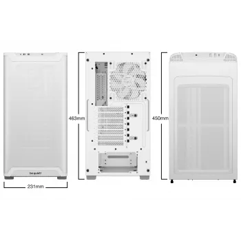 Caja de PC be quiet! PURE BASE 501 Airflow Midi Tower blanca — ATX, 3×140mm delante, 1×140 mm detrás, 5×2,5 pulgadas, 2×3,5 pulgadas, USB‑C, soporte PWM