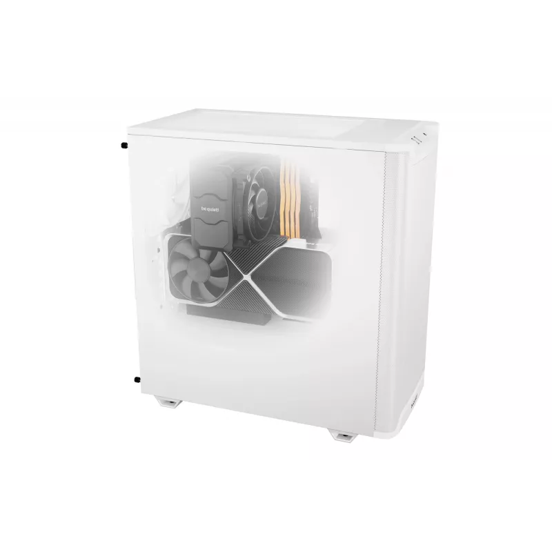 Caja de PC be quiet! PURE BASE 501 Airflow Midi Tower blanca — ATX, 3×140mm delante, 1×140 mm detrás, 5×2,5 pulgadas, 2×3,5 pulgadas, USB‑C, soporte PWM