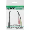 Cable adaptador de audio InLine para auriculares, 2x conector macho de 3,5 mm a conector hembra de 3,5 mm de 4 polos, CTIA, 0,15 m