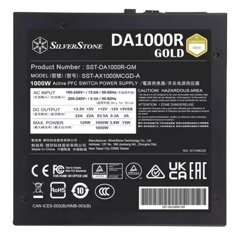 Fuente de alimentación Silverstone DA1000R Gold 1000 W