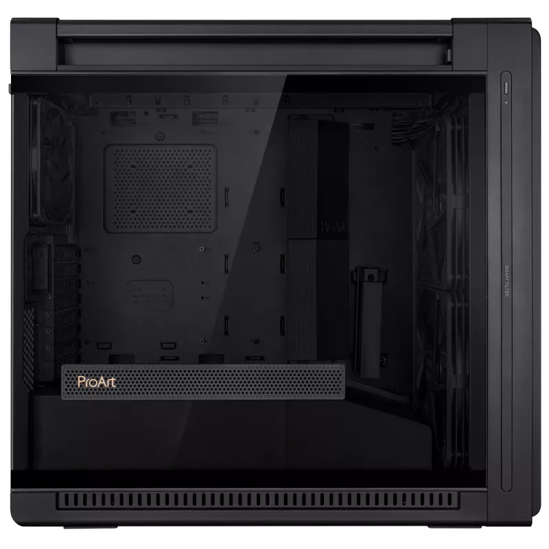 Caja de PC ASUS ProArt PA602 Midi Tower Negro – compatible con ATX/EATX, cristal templado, 2 ventiladores frontales de 200 mm, radiador superior de 360 mm, GPU hasta 450 mm
