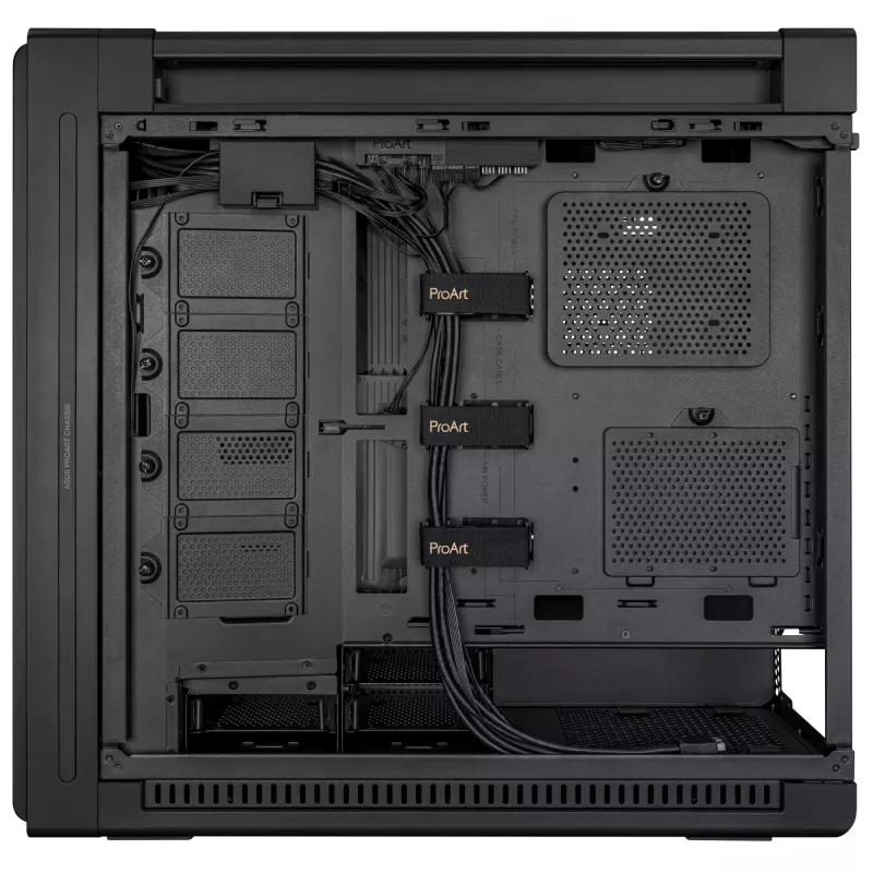 Caja de PC ASUS ProArt PA602 Midi Tower Negro – compatible con ATX/EATX, cristal templado, 2 ventiladores frontales de 200 mm, radiador superior de 360 mm, GPU hasta 450 mm