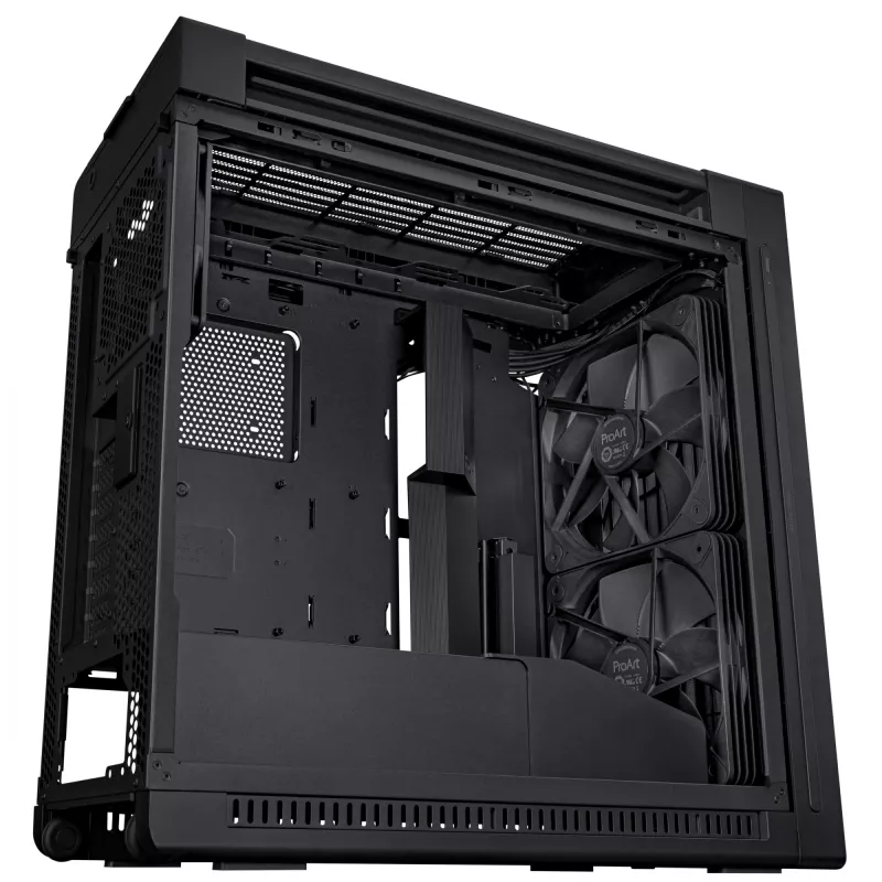 Caja de PC ASUS ProArt PA602 Midi Tower Negro – compatible con ATX/EATX, cristal templado, 2 ventiladores frontales de 200 mm, radiador superior de 360 mm, GPU hasta 450 mm