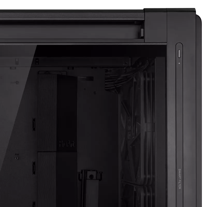 Caja de PC ASUS ProArt PA602 Midi Tower Negro – compatible con ATX/EATX, cristal templado, 2 ventiladores frontales de 200 mm, radiador superior de 360 mm, GPU hasta 450 mm