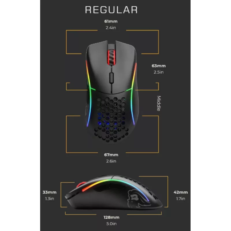 Ratón Glorious Gaming Glorious Model D Wireless – negro mate, diestro, RF Wireless, 19000 DPI, negro