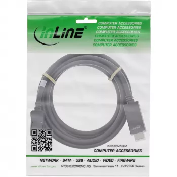 Cable convertidor InLine DisplayPort a HDMI, 4K/60Hz, negro, 3m