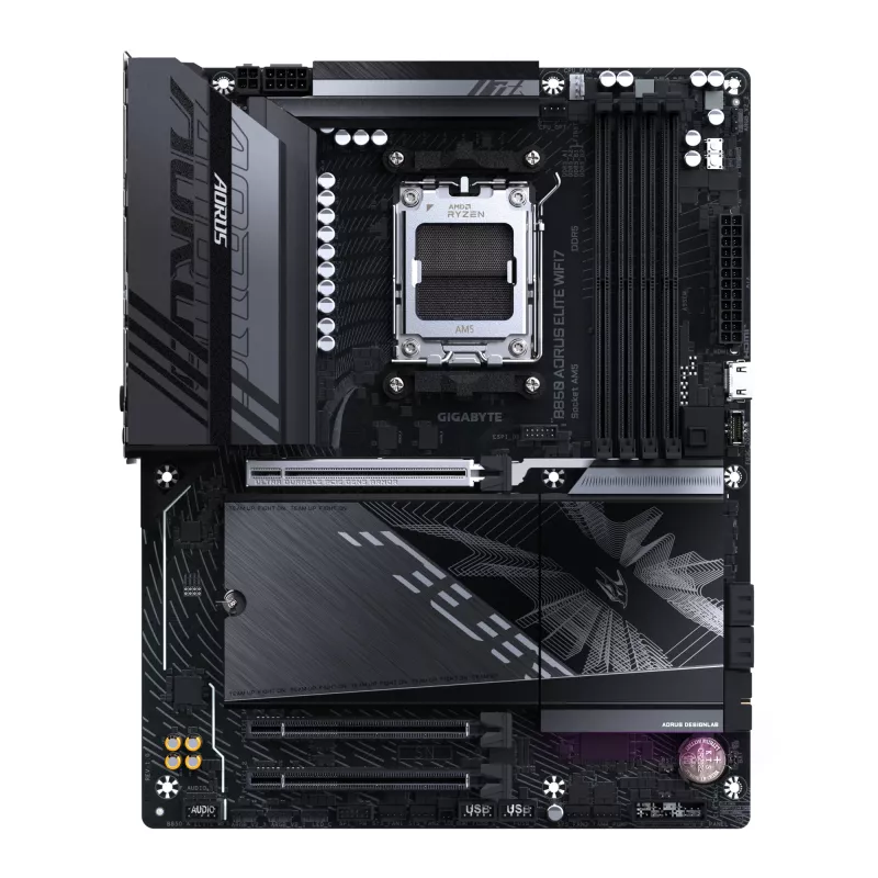 Placa base GIGABYTE B850 AORUS ELITE WIFI7 — AMD B850, socket AM5, ATX, DDR5, 4x DIMM, 256 GB, Wi‑Fi 7, 2,5 Gb LAN