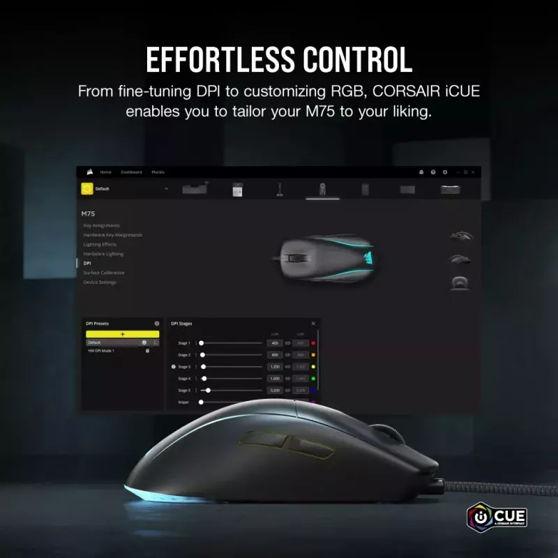 Ratón Corsair M75 Ligero RGB USB Tipo-A
