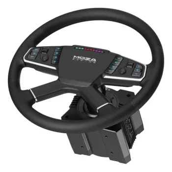 Moza Racing TSW volante, volante, PC, con cable e inalámbrico, negro, aluminio, cuero sintético, polímero, cable